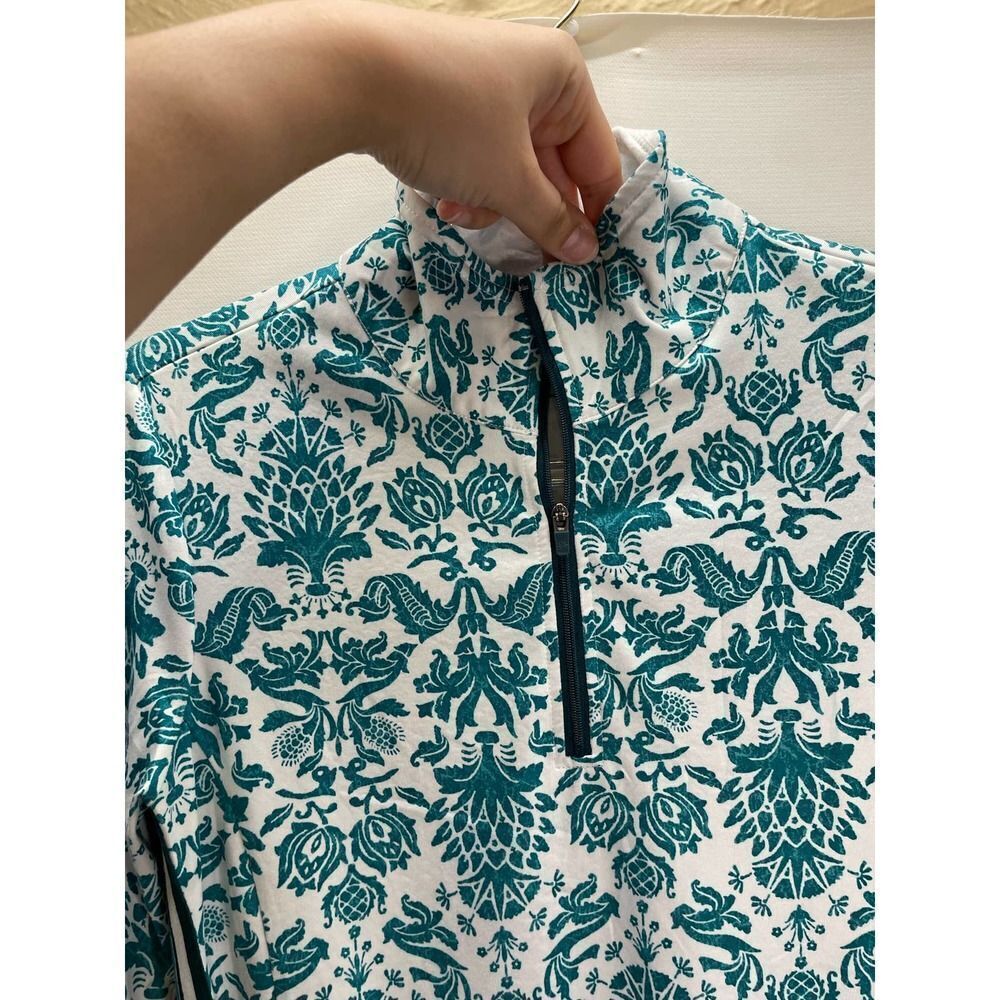 Athleta 1/4 Zip Pullover Long Sleeve Pineapple Floral Stretch Size Small Womens - Picture 5 of 6